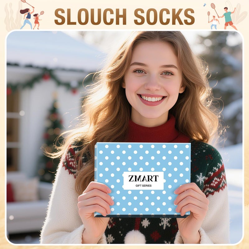 Zmart Women Slouch Socks - Cozy Scrunch Socks, 80s Style in White, Black, Orange & Cream - Image 5